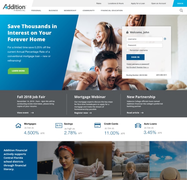 Addition Financial Website Design Preview