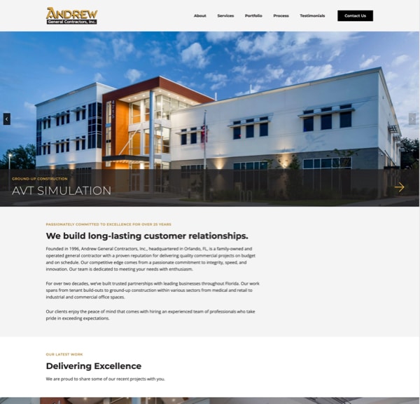 Andrew General Contractors Website Design Preview