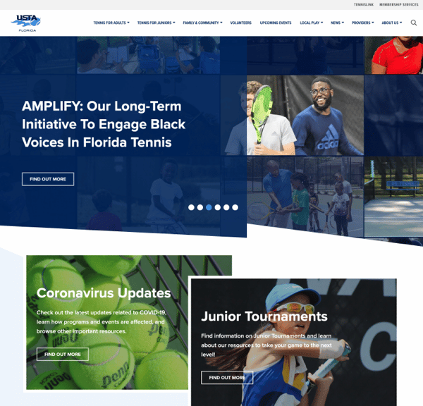 USTA Florida in Orlando Website Design Preview